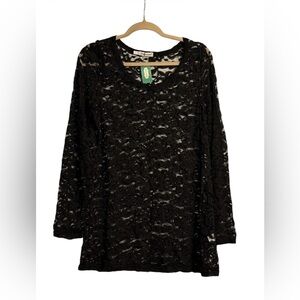 Maurices Black Floral Lace Tunic Top